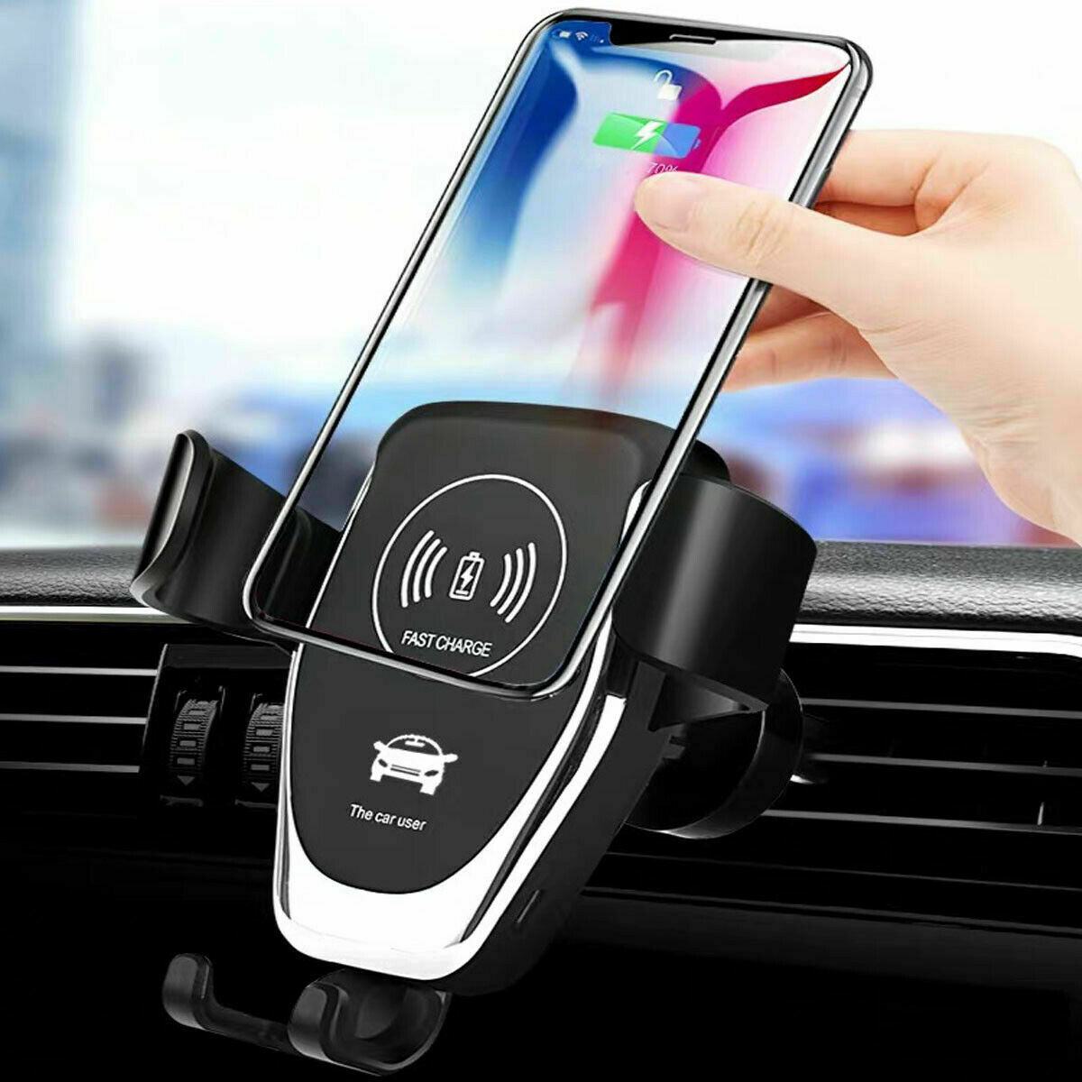 10W QI Wireless Fast Car Charger Mount Holder Stand Automatic Clamping Charging - Fayaat 