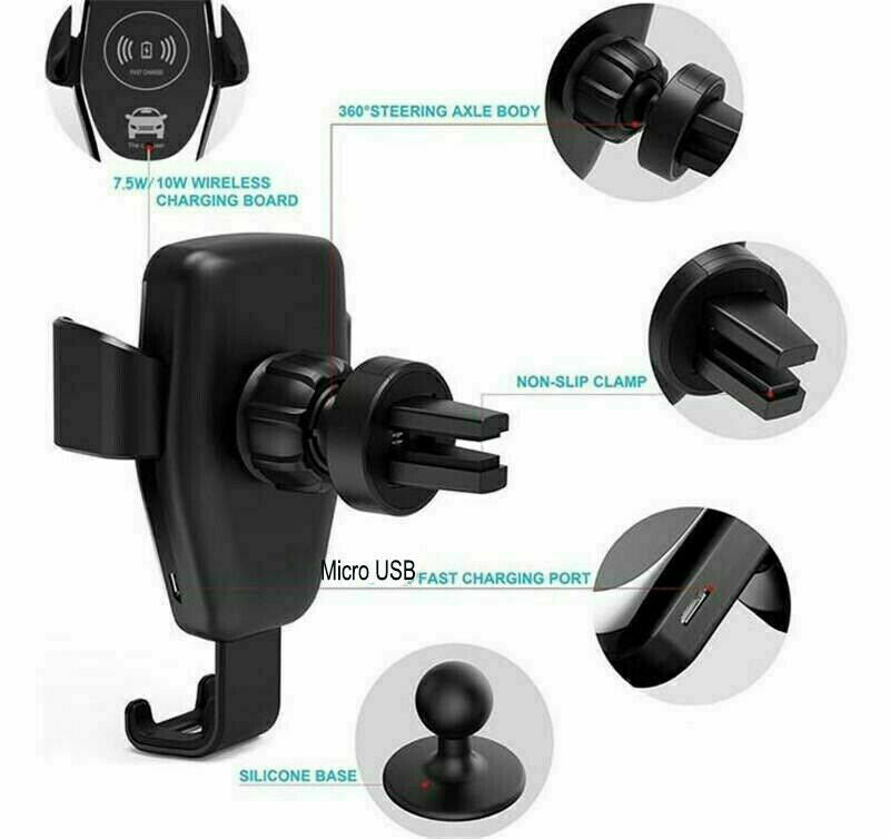 10W QI Wireless Fast Car Charger Mount Holder Stand Automatic Clamping Charging - Fayaat 