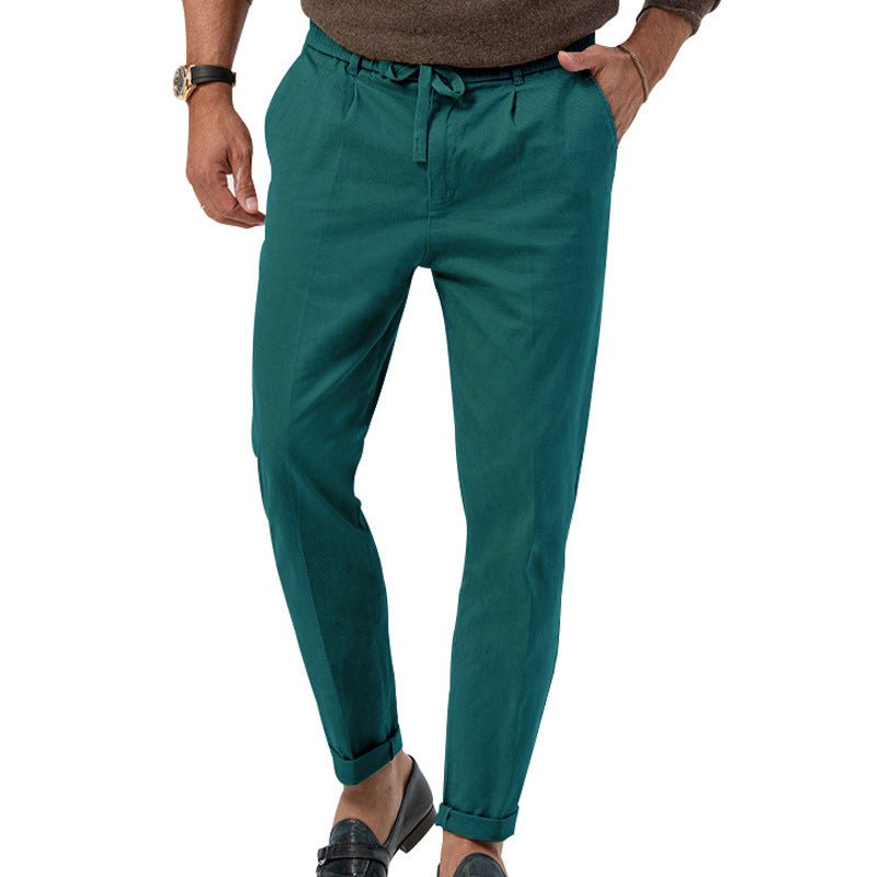 New men's trendy business straight solid color casual trousers - Fayaat 