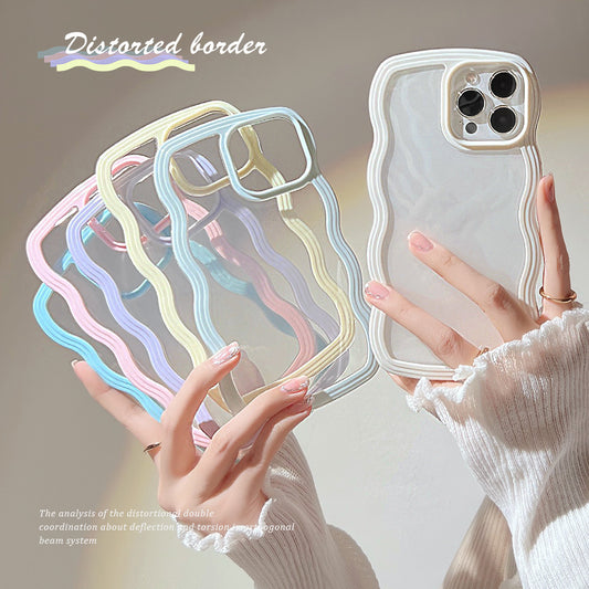 Wave Border Mobile Phone Case Solid Color Simple Candy Color - Fayaat 