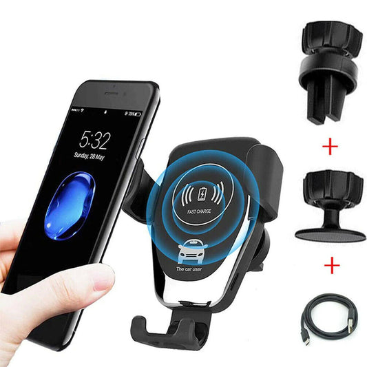 10W QI Wireless Fast Car Charger Mount Holder Stand Automatic Clamping Charging - Fayaat 