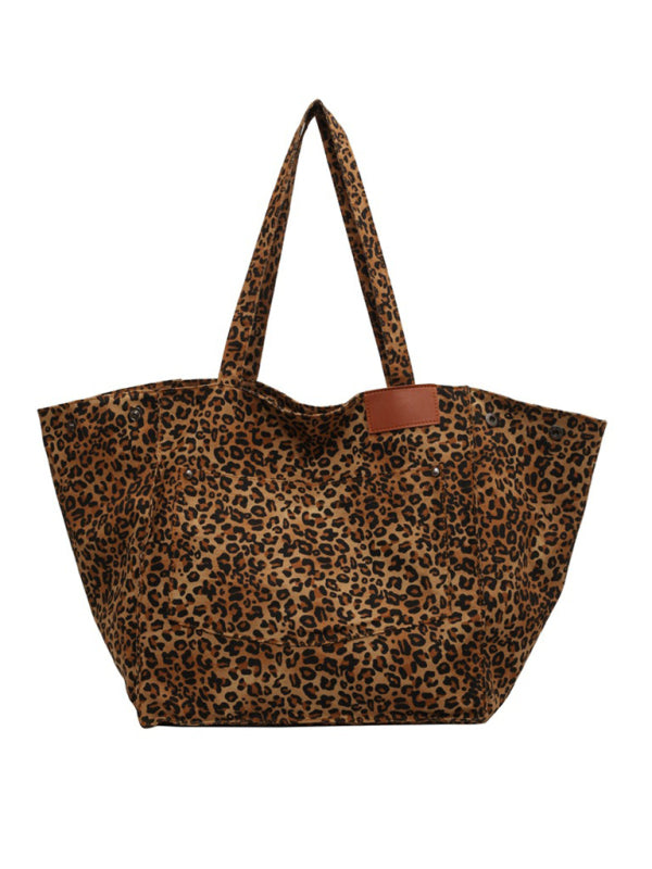 New leopard print canvas tote large capacity portable commuter bag