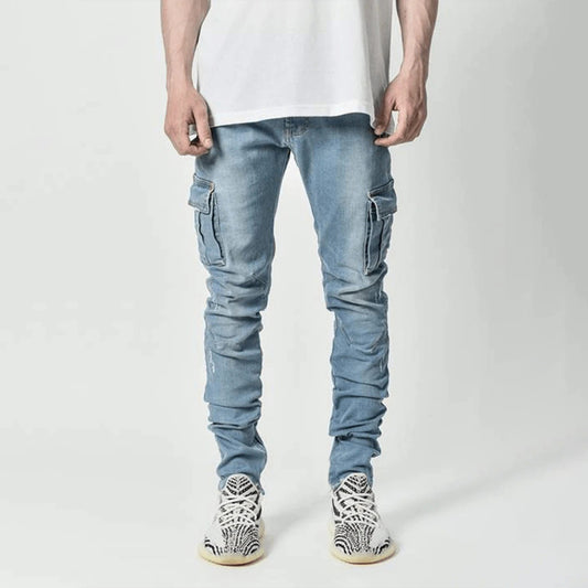 New style jeans men's side pocket skinny jeans - Fayaat 
