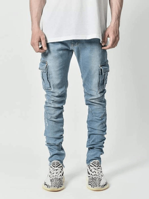 New style jeans men's side pocket skinny jeans - Fayaat 