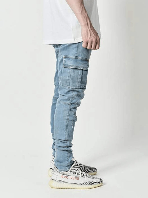 New style jeans men's side pocket skinny jeans - Fayaat 