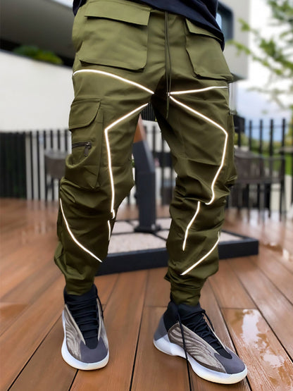 Men's trendy loose straight multi-pocket cargo pants - Fayaat 