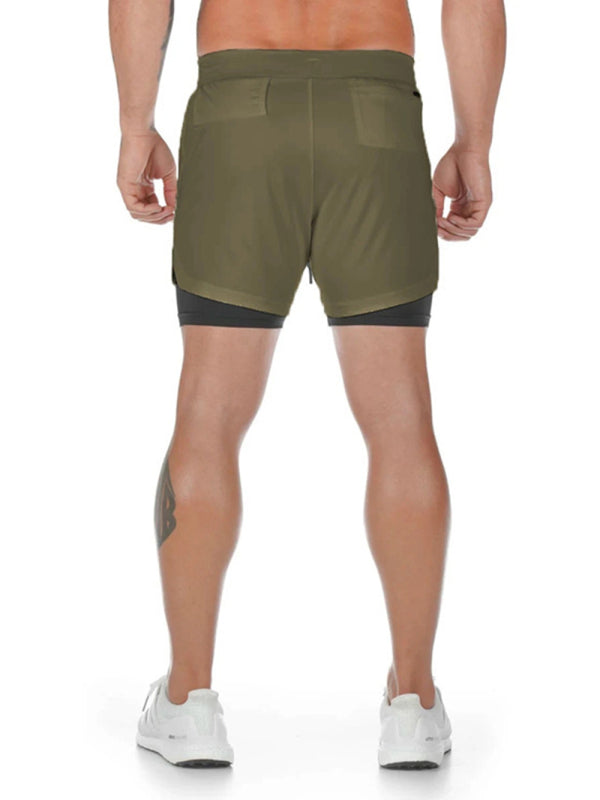 Men's athleisure fake two-piece shorts