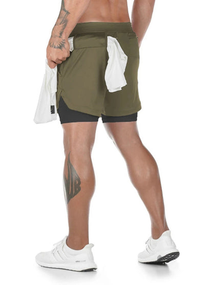 Men's athleisure fake two-piece shorts