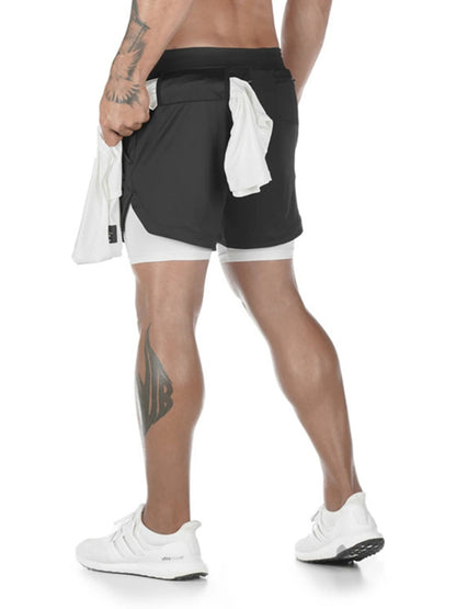 Men's athleisure fake two-piece shorts