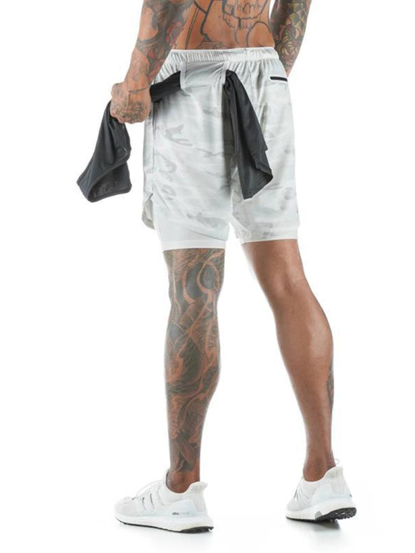 Men's athleisure fake two-piece shorts