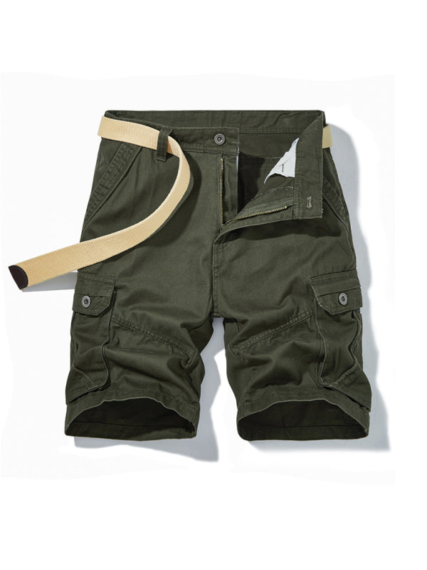 Men's Solid Color Casual Multi-Pocket Cargo Shorts（Without Belt） - Fayaat 