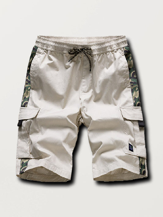 Men's Camouflage Print Panel Multi Cargo Shorts - Fayaat 