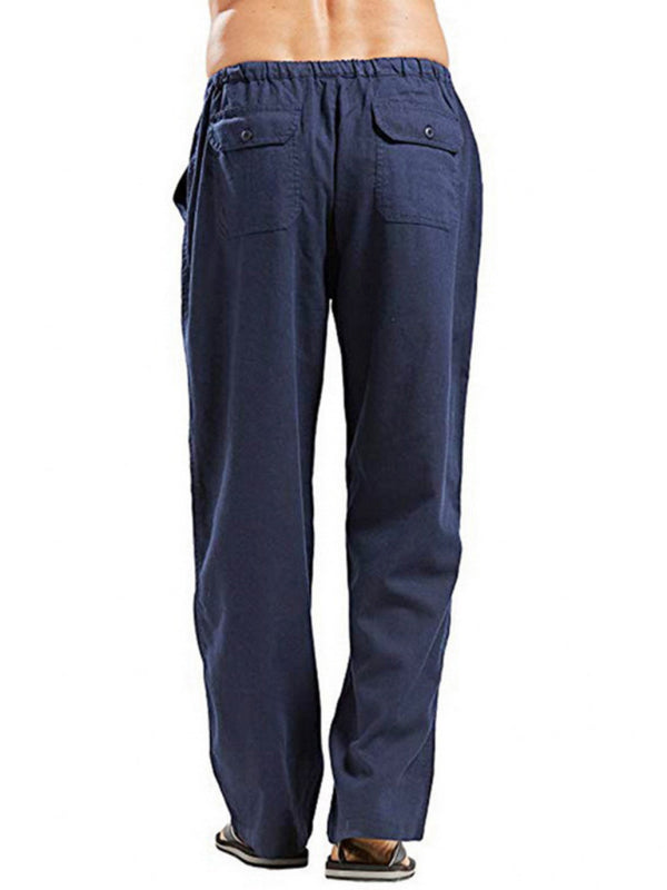 Men's woven all-match linen casual trousers