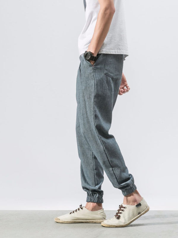 Men's woven cotton and linen casual harem trousers - Fayaat 