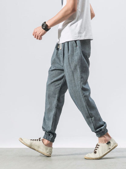 Men's woven cotton and linen casual harem trousers - Fayaat 