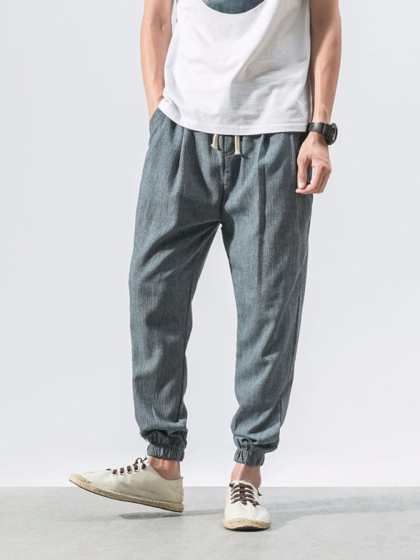 Men's woven cotton and linen casual harem trousers - Fayaat 