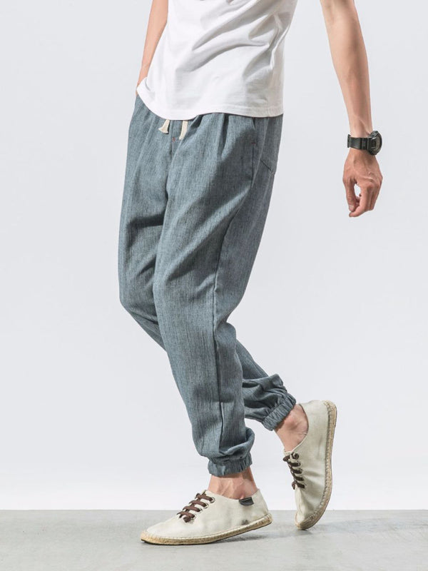Men's woven cotton and linen casual harem trousers - Fayaat 