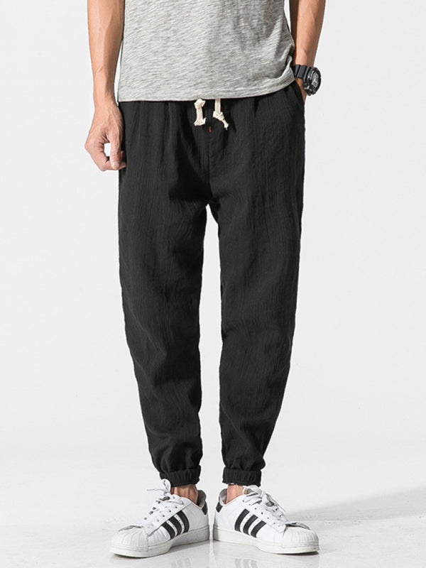 Men's woven cotton and linen casual harem trousers - Fayaat 