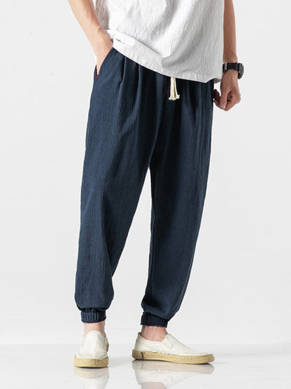 Men's woven cotton and linen casual harem trousers - Fayaat 