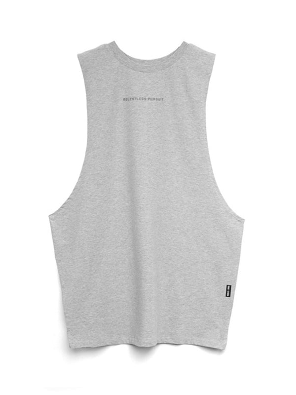 Men's sports trendy brand loose big slit solid color sleeveless quick-drying vest - Fayaat 