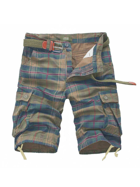 Cargo Shorts Men's Sweatpants Half Pocket Plaid Shorts - Fayaat 