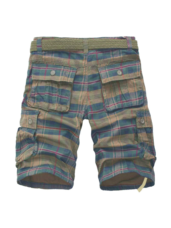 Cargo Shorts Men's Sweatpants Half Pocket Plaid Shorts - Fayaat 