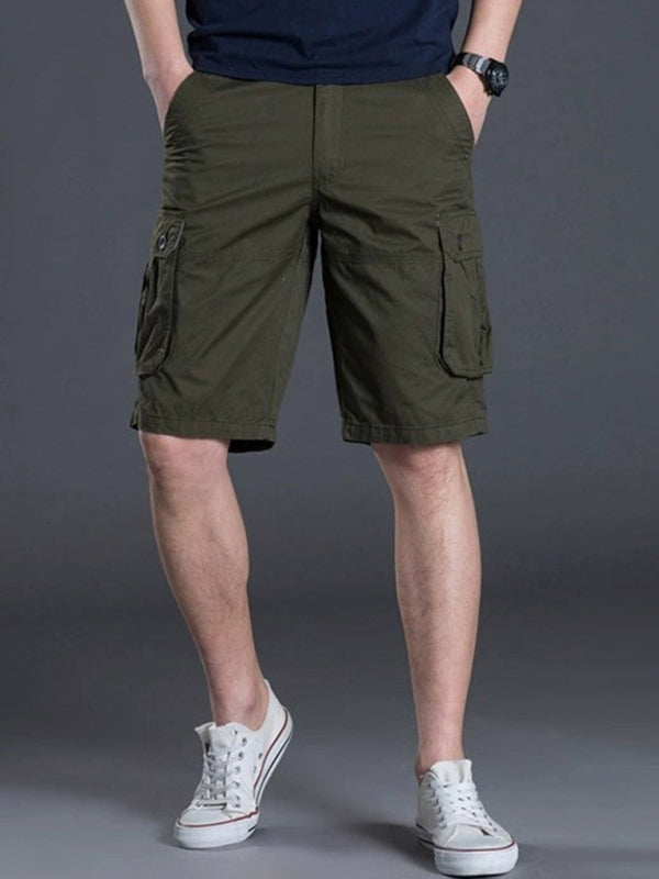 New Thin Workwear Shorts Solid Color Loose Multi-Pocket Straight Casual Pants - Fayaat 