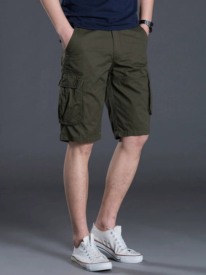 New Thin Workwear Shorts Solid Color Loose Multi-Pocket Straight Casual Pants - Fayaat 