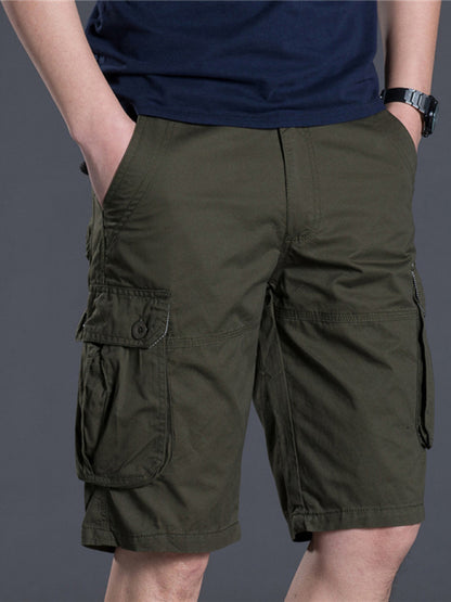 New Thin Workwear Shorts Solid Color Loose Multi-Pocket Straight Casual Pants - Fayaat 