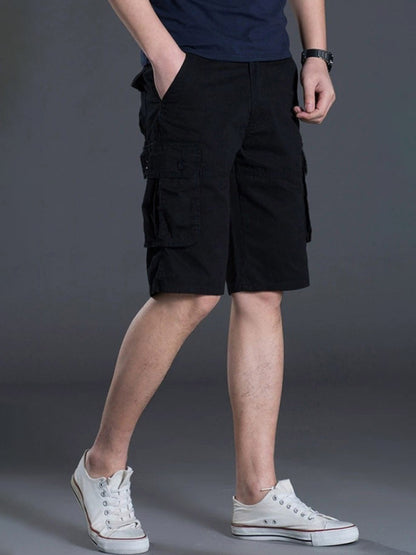New Thin Workwear Shorts Solid Color Loose Multi-Pocket Straight Casual Pants