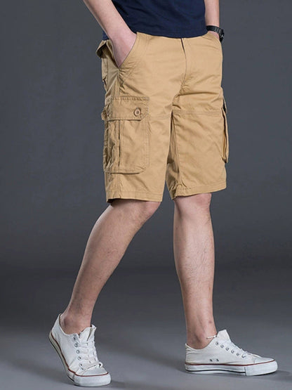 New Thin Workwear Shorts Solid Color Loose Multi-Pocket Straight Casual Pants