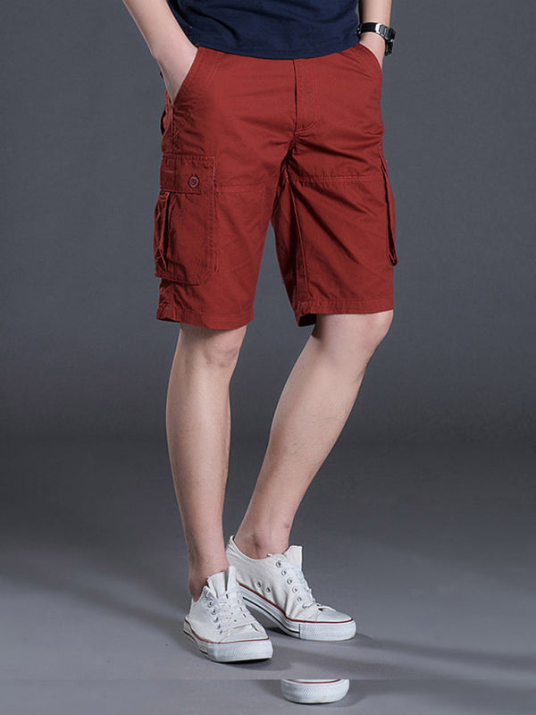 New Thin Workwear Shorts Solid Color Loose Multi-Pocket Straight Casual Pants - Fayaat 