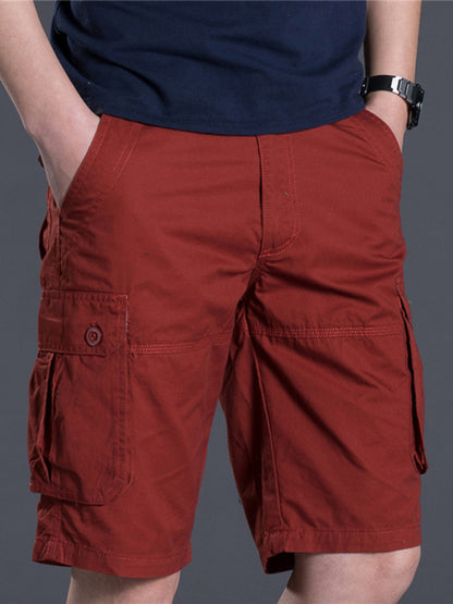 New Thin Workwear Shorts Solid Color Loose Multi-Pocket Straight Casual Pants - Fayaat 