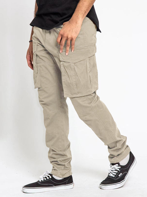 Men's Solid Color Multi-Pocket Casual Cargo Pants