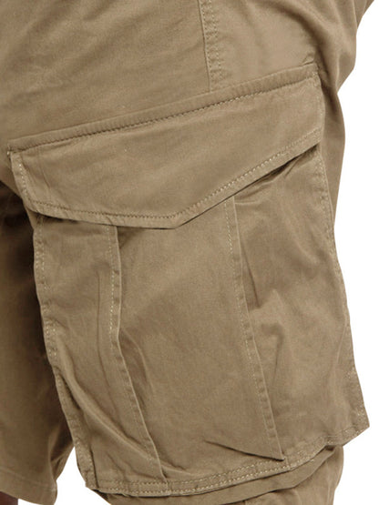 Men's Solid Color Multi-Pocket Casual Cargo Shorts