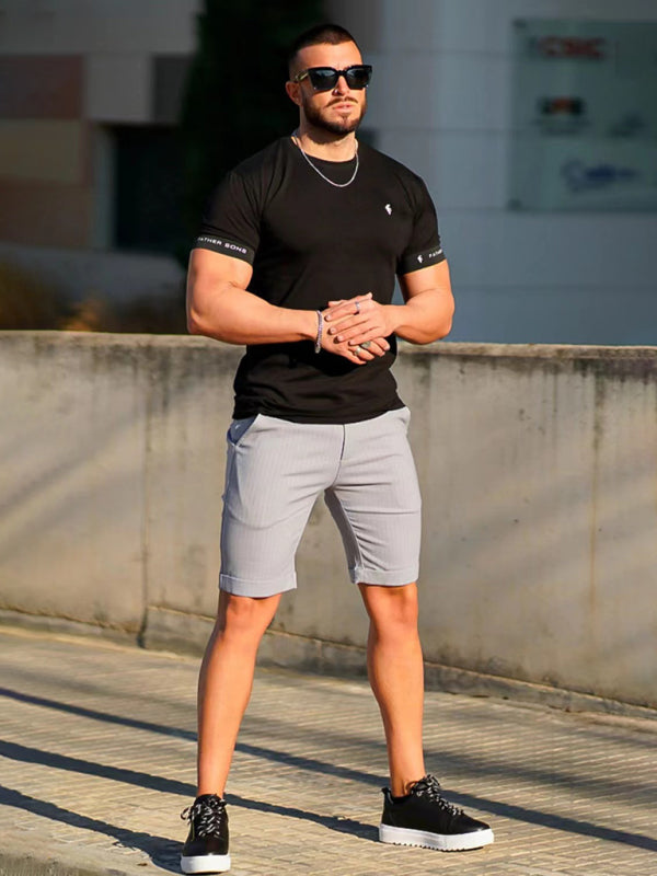 men's skinny plaid plus size casual shorts - Fayaat 