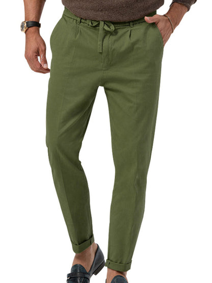 New men's trendy business straight solid color casual trousers - Fayaat 