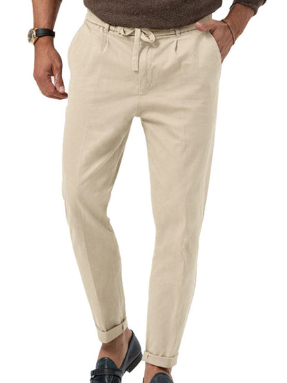 New men's trendy business straight solid color casual trousers - Fayaat 