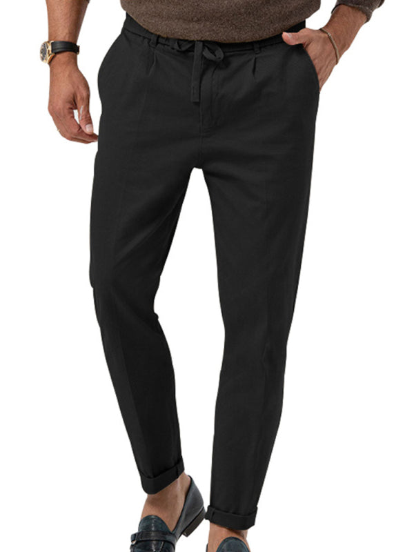 New men's trendy business straight solid color casual trousers