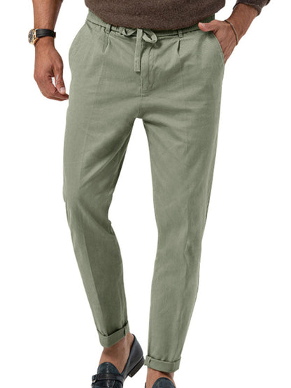 New men's trendy business straight solid color casual trousers - Fayaat 