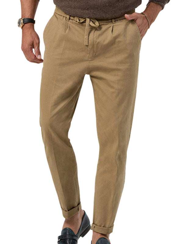 New men's trendy business straight solid color casual trousers - Fayaat 