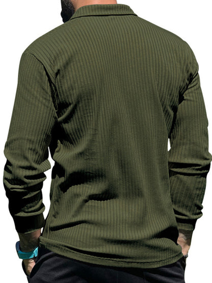 New Men's Lapel Long Sleeve T-Shirt Slim Fit Sports Lapel Polo Shirt