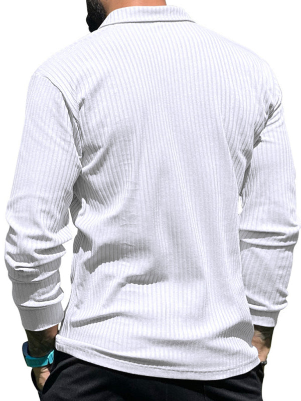 New Men's Lapel Long Sleeve T-Shirt Slim Fit Sports Lapel Polo Shirt