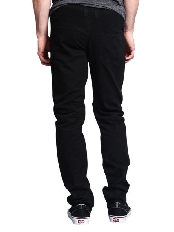 New workwear leather stitching thin men's straight-leg pants