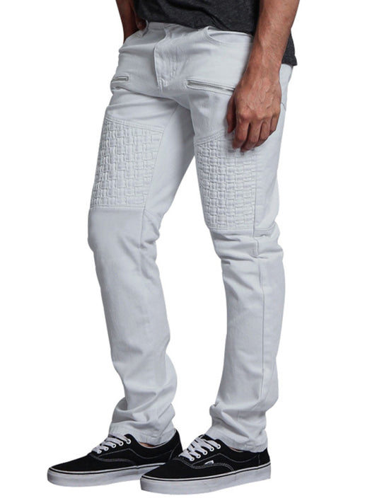 New workwear leather stitching thin men's straight-leg pants - Fayaat 