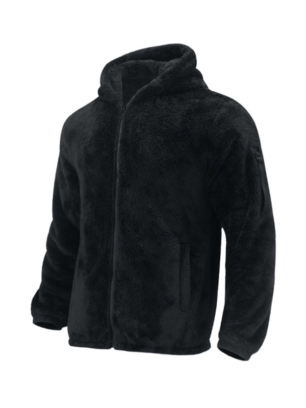 Men's warm jacket, loose hooded casual jacket