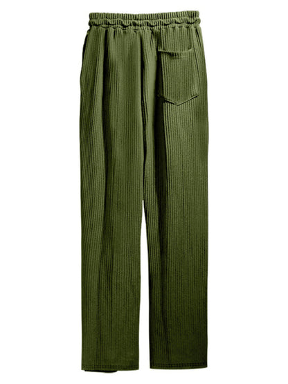 Men's casual trousers, loose straight trousers, drapey striped high-waisted wide-leg trousers