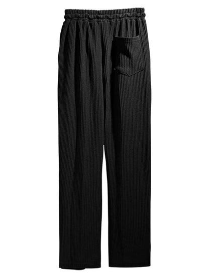 Men's casual trousers, loose straight trousers, drapey striped high-waisted wide-leg trousers