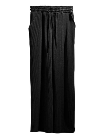 Men's casual trousers, loose straight trousers, drapey striped high-waisted wide-leg trousers