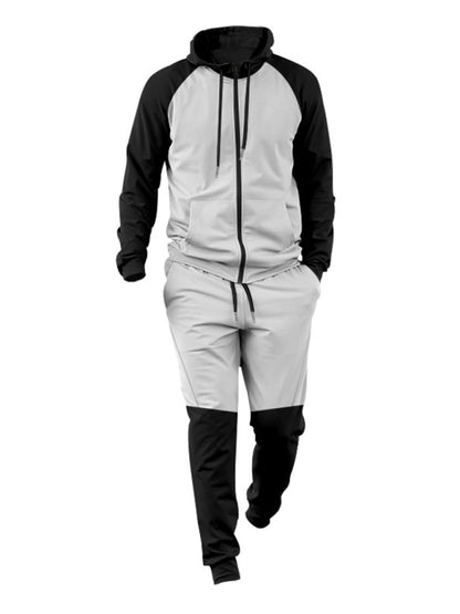 Men's new hooded sweatshirt with contrasting color casual sports suit